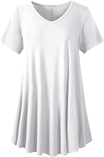 Casual Tops for Womens Summer Clothes Loose Fit Short Sleeve Shirts Flowy V Neck Tunic Plus Size Blouse