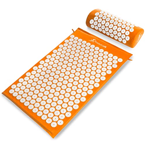 ProsourceFit Acupressure Mat and Pillow Set for Back/Neck Pain Relief and Muscle Relaxation, Orange by ProsourceFit - Used condition - US$21.73