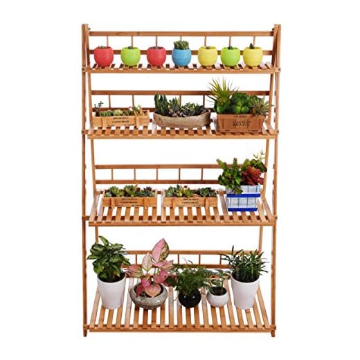 Plant Flower Stand Plant Display Shelf Rack Shelf Bamboo Foldable Pot Racks Planter Storage Rack Display Shelving Unit