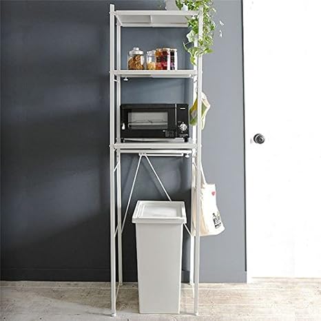 Amazon Co Jp モノトーン ペール上ラック キッチン収納 ホワイト 幅50cm 79 5cm スチールフレーム 天板 S字フック付き Ds ホーム キッチン