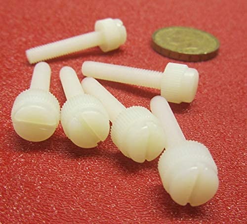 Nylon Knurled Slotted Head Thumb Screws Natural 10-32 x 1.00 Length, 100 Pcs