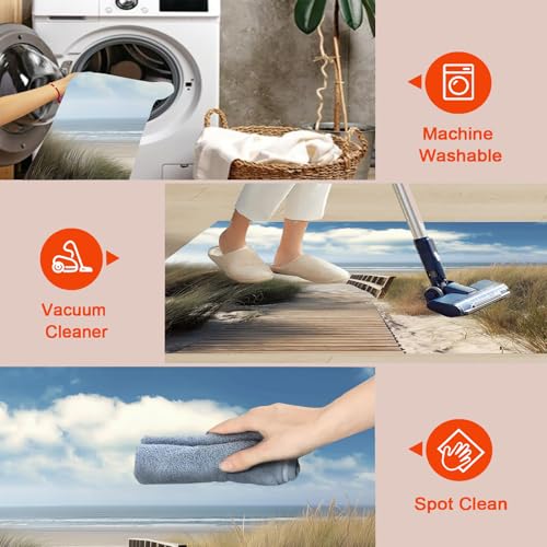 Tapis antidérapant lavable en machine imprimé bord de mer - 5