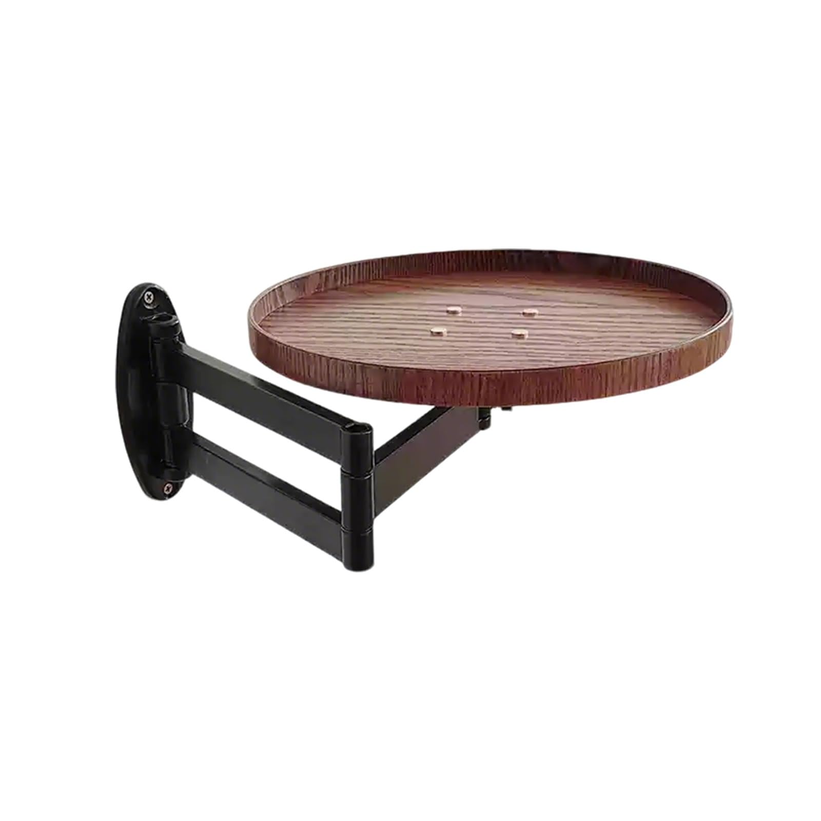 Table de bureau ronde murale en noyer avec étagère rétractable pour gagner de l'espace