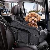 Hunde Autositz für kleine Hunde, Hundeautositz Hundesitz Auto Mittelkonsole mit Sicherheitsgurt, Verstellbarem Weichen Kissen, Tragbarer Hundebett Auto für Kleine Haustiere (B)