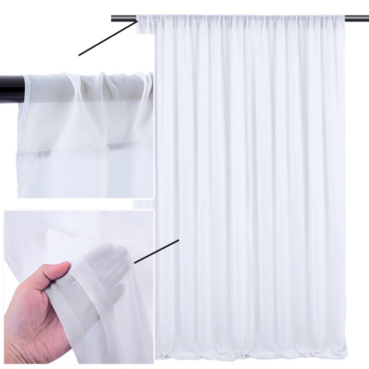 Chiffon-Vorhänge für Hochzeiten, romantische Brautbogen-Vorhänge aus 100D leichtem Stoff, dekorativer Hintergrund für Partydekoration und Hochzeitsort (Hellrosa, 1,5 x 3 m, 2 Stück)