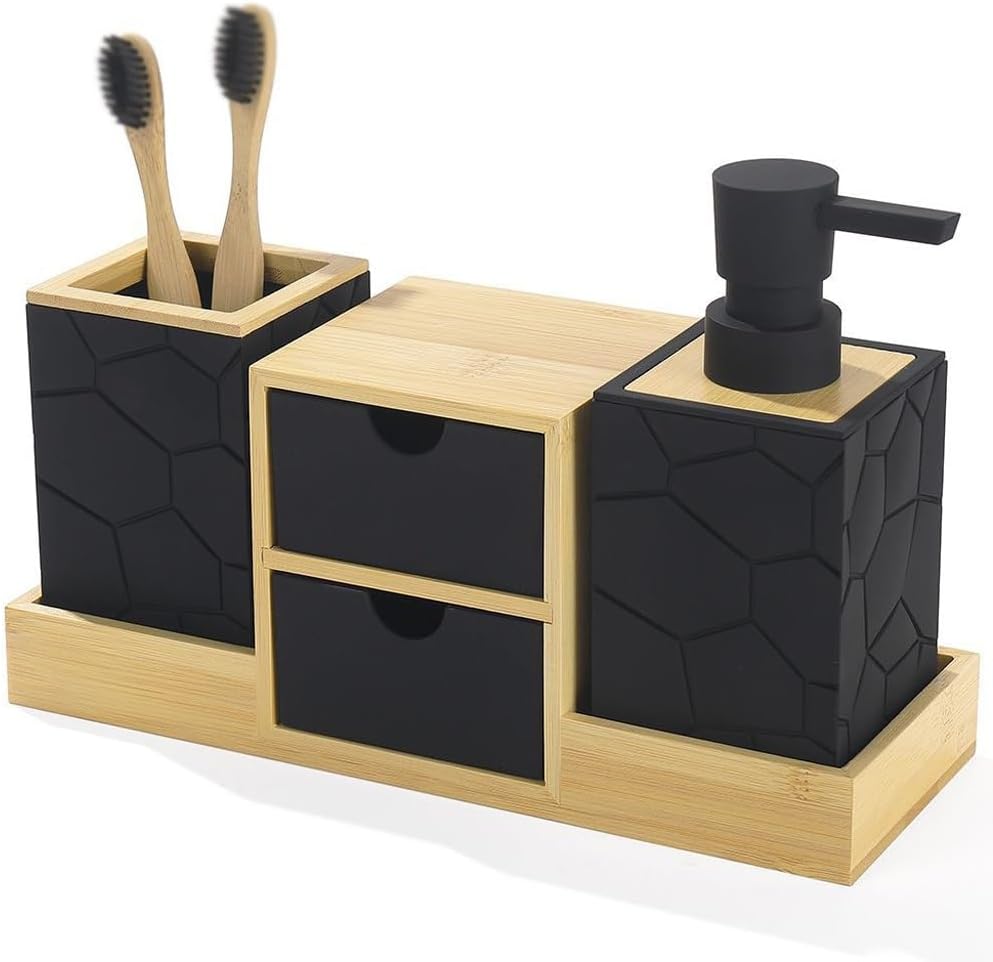 Hand Sanitizer Bottle Toothbrush Cup Drawer Storage Shelf Bathroom Toiletries Set