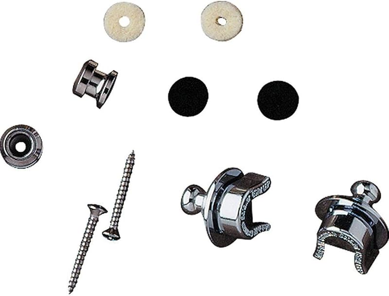 Straplock con botón cromado | Incluye bloqueo de correa y botón, acabado cromado, ajuste seguro para guitarras eléctricas y acústicas, accesorios de guitarra Fender