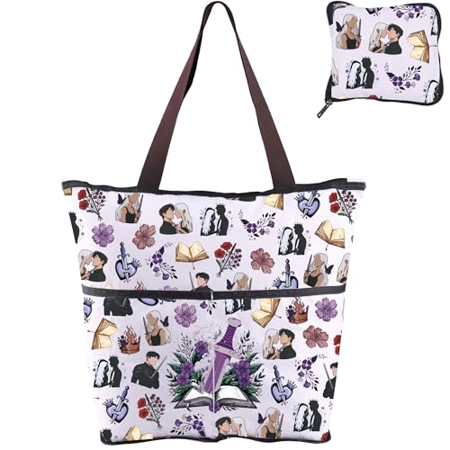 CMNIM Powerless Book Series Merch Fantasy Book Lover Foldable Tote Bag With Zipper Fantasy Fiction Fans Reusable Bag (Power F Zipper TE)