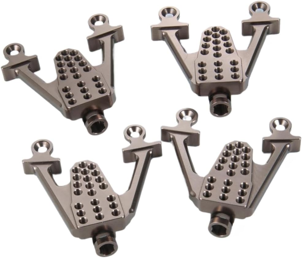 RC Crawler Shock Mount Set 1/10 Scale Aluminum Front & Rear Damper Tower Hoops Compatible with SCX10(Titanium)