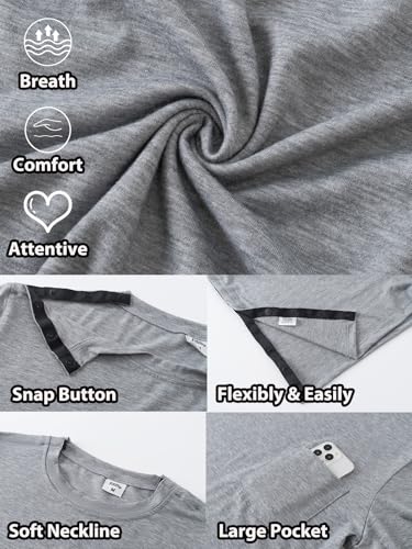 Image of Post Shoulder Surgery Shirts for Men Tear Away Recovery Short Sleeve Full Open Side Snap Chemo Adaptive Shirt