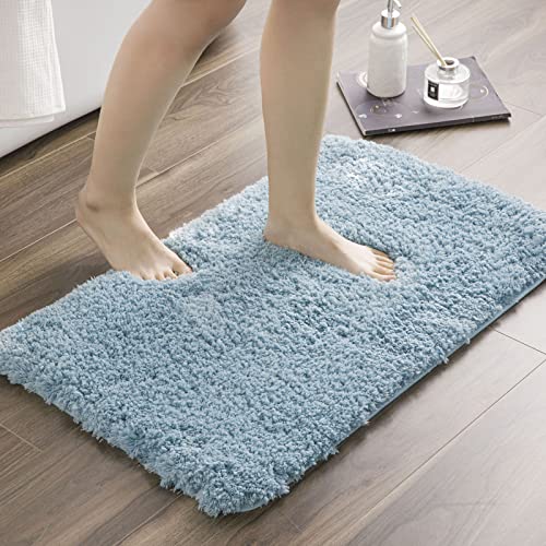Phantoscope バスマット 速乾 お風呂マット 足拭きマット 吸水 滑り止め 丸洗い可能 抗菌 防臭 厚手 ふわふわ 風呂 浴室 台所 洗面台 玄関 ドア 赤ちゃん 8色展開 スカイブルー M (約50×80CM)