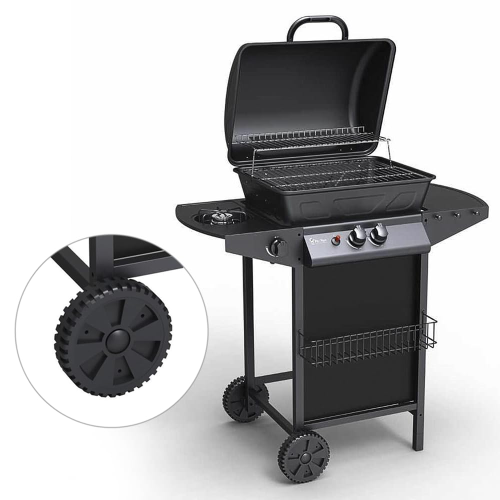 Mediawave Store - Barbecue a Gas in Pietra Lavica SG G2083G Fornello e Griglia Cromata 2,9 Kw, Barbecue per Casa e Giardino, Barbecue Grill BBQ con Rotelle