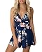 DDSOL Women Sexy V Neck Printed Spaghetti Strap Beach Romper Shorts Jumpsuit Summer Playsuit