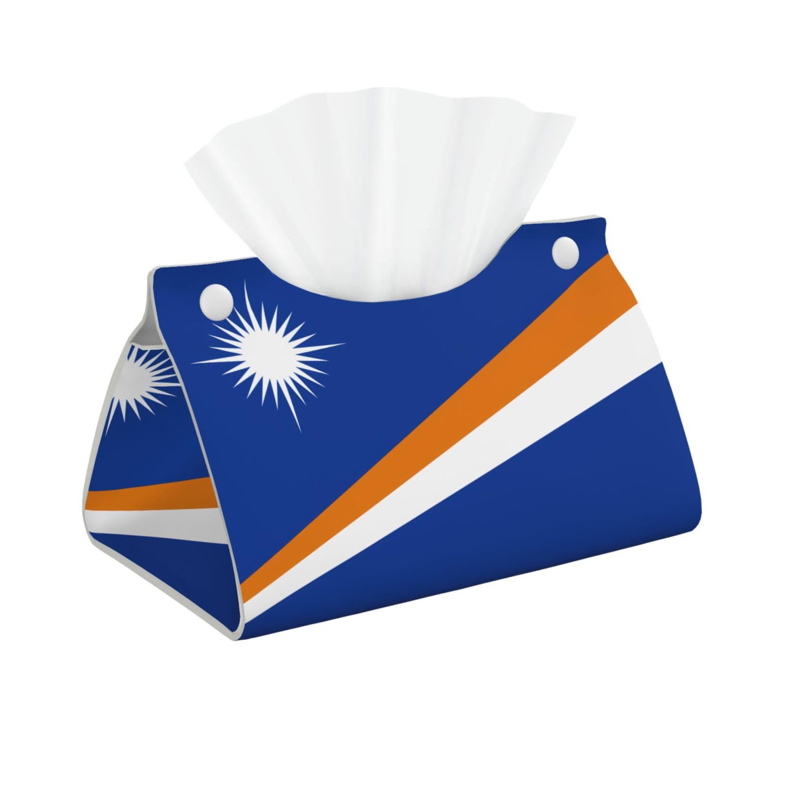 Flag of the Marshall Islands Rectangular Leather Tissue Box Cover, Folding Facial Tissue Holder Dispenser for Car