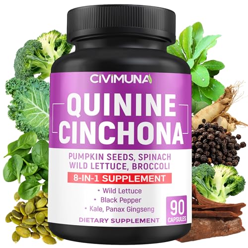 CIVIMUNA Quinine Cinchona Bark Capsules with Quinine Cinchona Bark Pumpkin Seeds Spinach and More - 90 Capsules for 3 Months Supply
