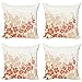 ABAKUHAUS Floral Set de 4 Fundas para Cojín, Hawaii Flores Tropicales, Estampado Digital en Ambos Lados y Cremallera, 40 cm x 40 cm, Fucsia White Salmon