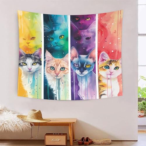 Tapisserie murale tissu grand chat 3D pour transformer votre chambre