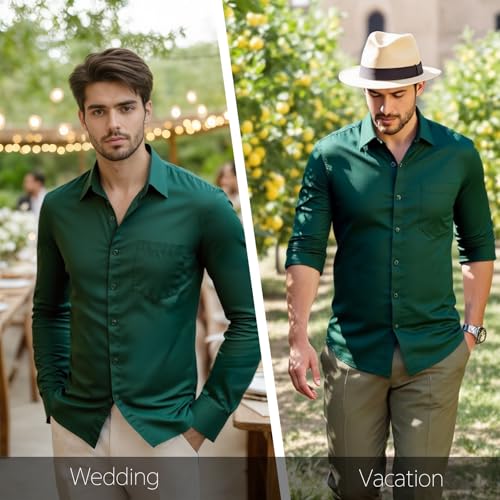 Modern Stylish Men's Casual Business Dress Shirt with Pocket - Long Sleeve Button Down Shirt3