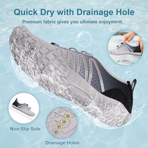 Image of Hike Barefoot Water Shoes for Women Men Footwear, Quick Dry Wide Toe Box Pro Beach Swim Athletic Sports Shoes, Non-Slip Lightweight Aqua Shoe for Pool Hiking Walking Kayaking Diving Surfing