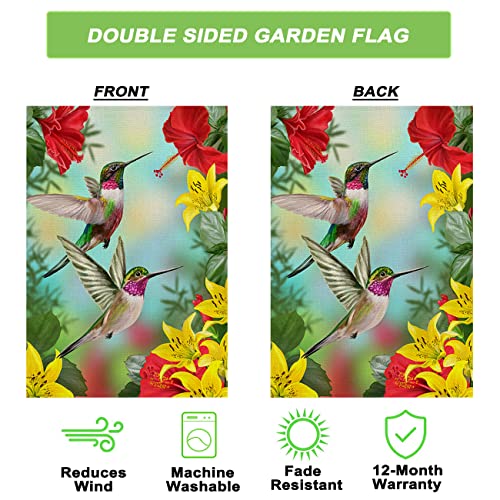 Welcome Garden Flags For Outside,Summer Garden Flag,Small Garden Flags,Garden Flags 12X18 Double Sided,Hummingbird Garden Flag,Floral And Bird Pattern Flags For Patio Porch Lawn Decor #TOP5