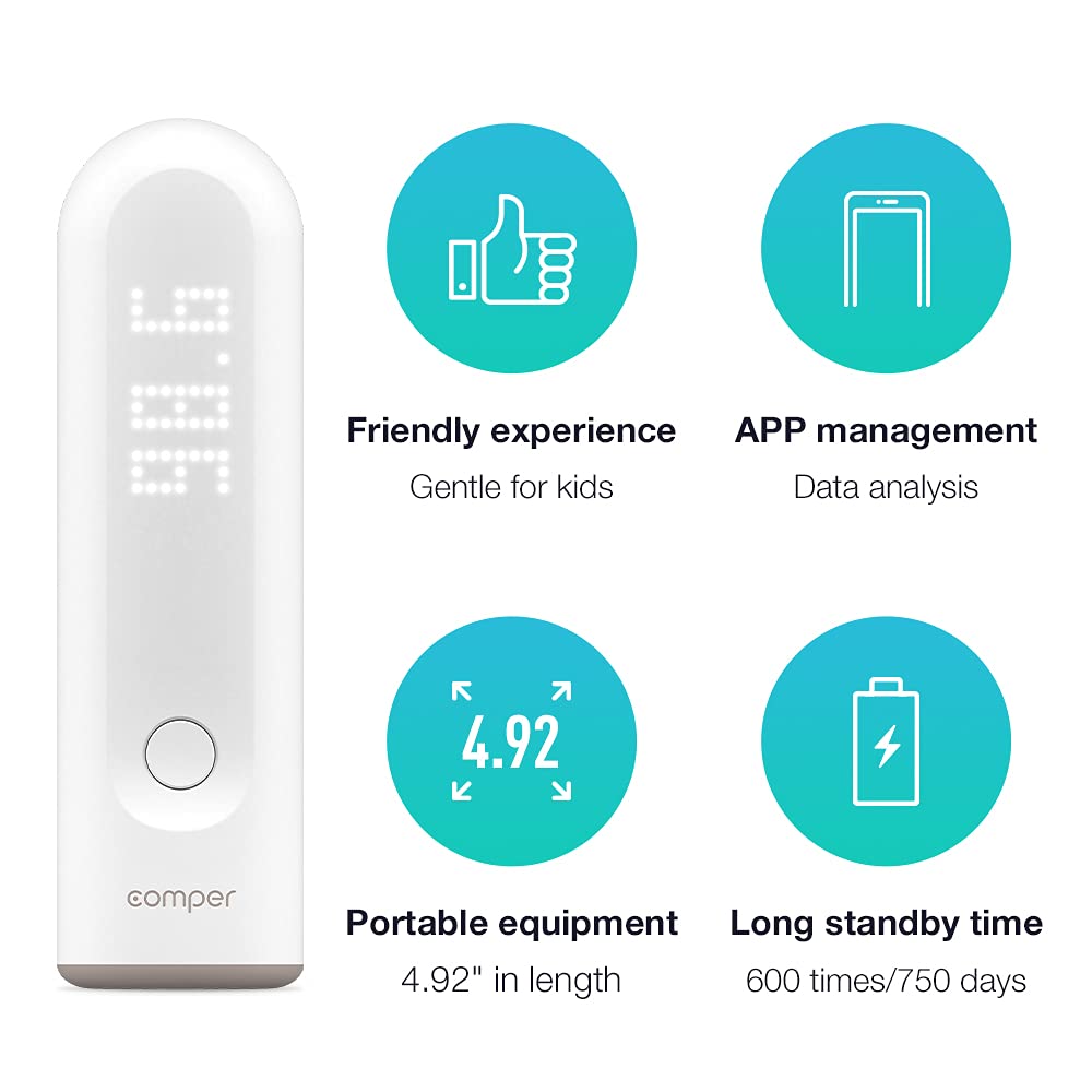 Comper Non Contact Thermometer, Thermometer Infrared Forehead for Fever, forehead Thermometer for Baby, Kids and Adults, with Smart App, Bluetooth Connection