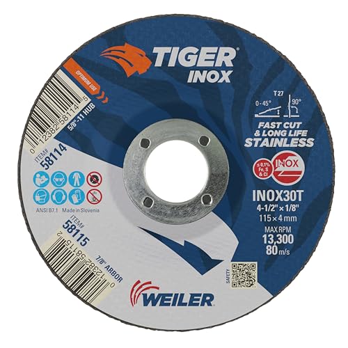 Roues de coupe pour éviter la surchauffe de l'inox avec Weiler Tiger Type 27