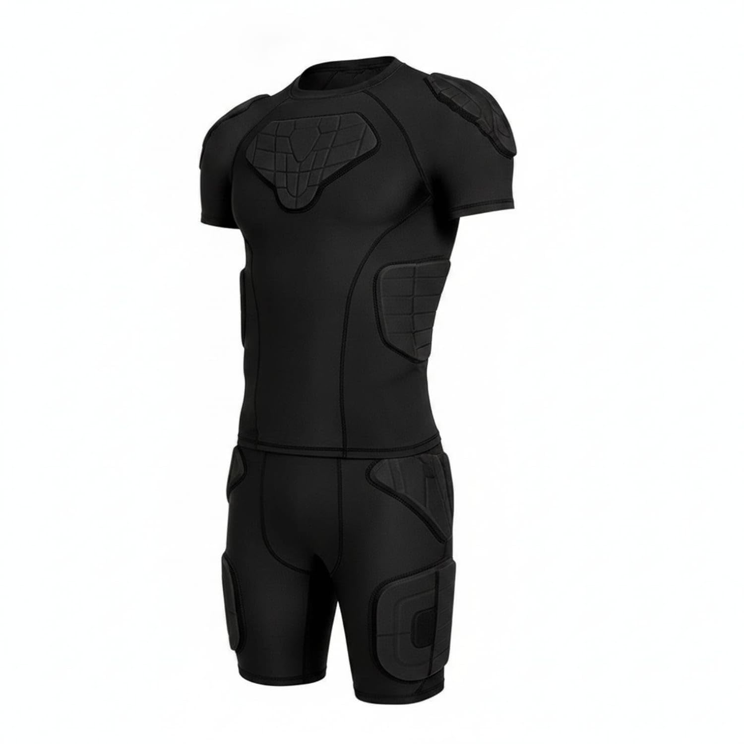 UJEAVETTE Short-Sleeve Padded Shirt with EVA Padding Safeguarding Compression Shirt with Back Pads Snug Compression Top with Pads Athletic for Football Players-image-6
