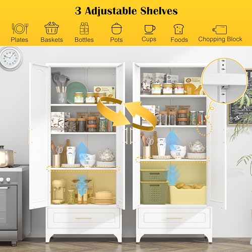 SteeLoong 75”Kitchen Pantry Cabinet, Metal Storage Cabinet with Drawer - image 6