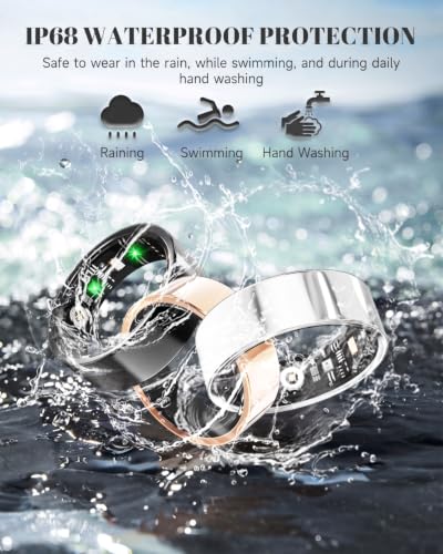 Image of Luxelle Smart Ring Fitness Tracker with Sleep Monitor, Heart Rate, Blood Oxygen, Step Counter, 128 Sports Modes, IP68 Waterproof, Magnetic Charging, Compatible with iOS & Android
