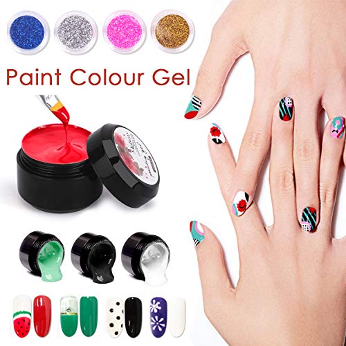 Nagellack Gel Set, MYSWEETY 15ml 8 Farben Nagel Gel UV Rosa Nagelverlängerungsgel für Anfänger French Kit, mit 6W LED/UV… – Bild 4