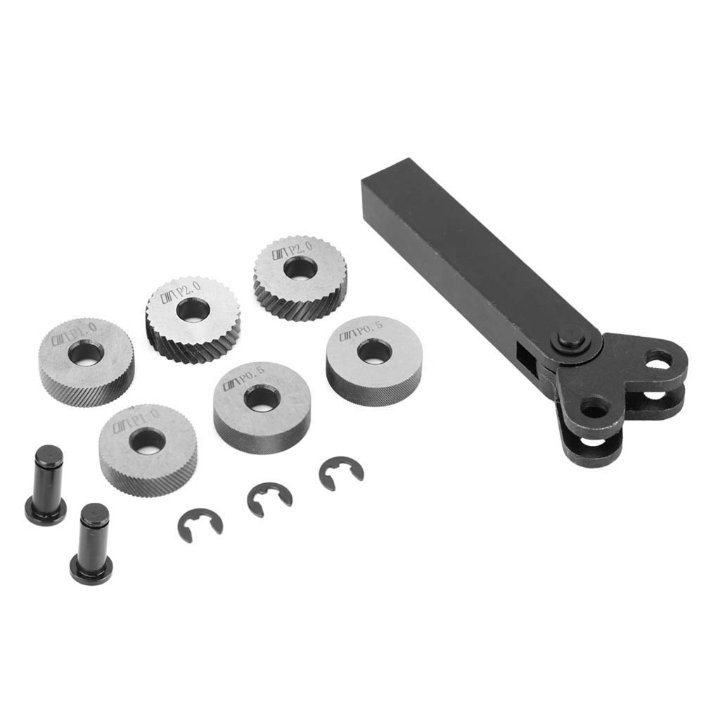 Outil de Moletage en Acier 7 Pièces, Godrone 0.5/1/2Mm Diagonale Double Roue Linéaire Moletage Ensemble Tour Cutter Machine