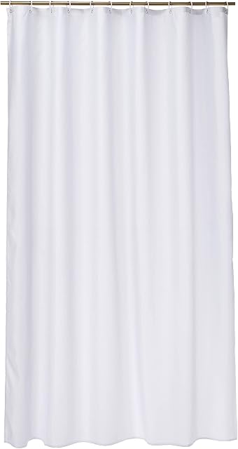 2 ur door - Extra Long White Polyester fabric Shower Curtain Mould and Mildew Resistant Solid White, 180 x 220 cm