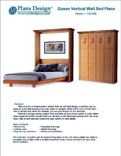 Murphy Mission Style Queen Vertical Wall Bed Woodworking Plans / Patterns, 1QVWB