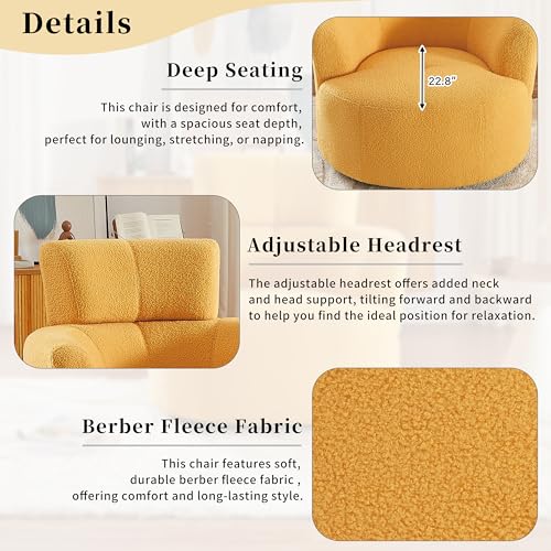 Sillón giratorio 360° con tapizado peluche Amarillo miniatura 4