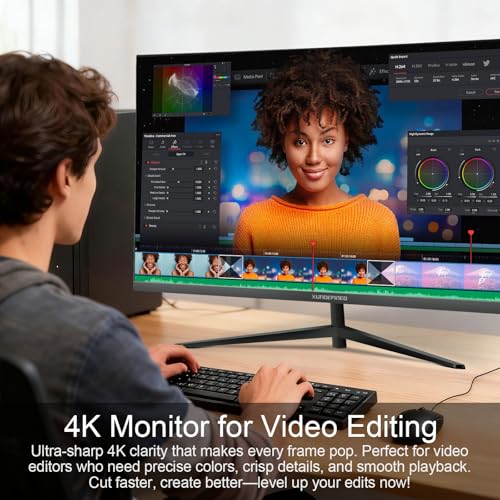Image of 32 Inch 4K UHD Monitor, 3840 x 2160 Fast IPS Computer Monitor, 3000:1 Contrast, sRGB 120%, Blue Light Filter, Free-Sync, Zero Frame Screen With HDMI, DisplayPort for Home and Office, VESA(100x100mm)