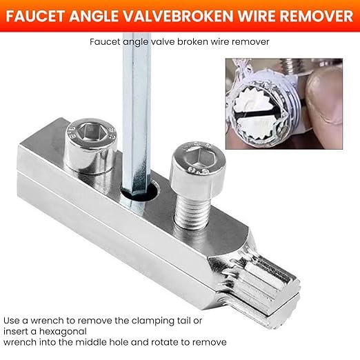 SUNBEET Faucet Angle Valve Broken Wire Extractor Adjustable Broken Valve Extractor Universal Screw Extractor Tool Broken Bolt Remover for 1/2 in and 3/4 in Stripped Thread, Stainless Steel Made