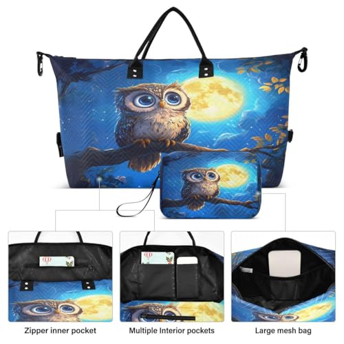 Owl Full Moon Tree Travel Duffle Bag Gym Bag Weekender Bags with Toiletry Bag Travel Trip Tote Bag2
