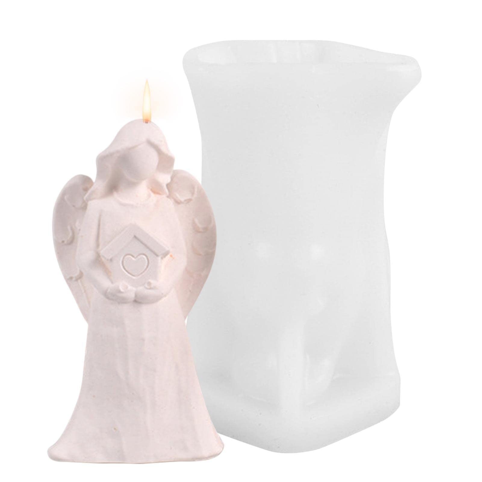 Pomurom Candle Making Moulds Silicone, Angel Column Wax Moulds for Wax Candles Aromatherapy Soap Plaster Cake Craft, Reusable Candle Mold for Holiday Decor