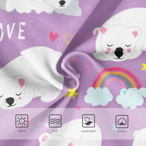 Joisal Cute White Polar Bears Purple Panties for Girl Toddlers Underwear Floral Cotton Designer Briefs Kids Undies 2t3
