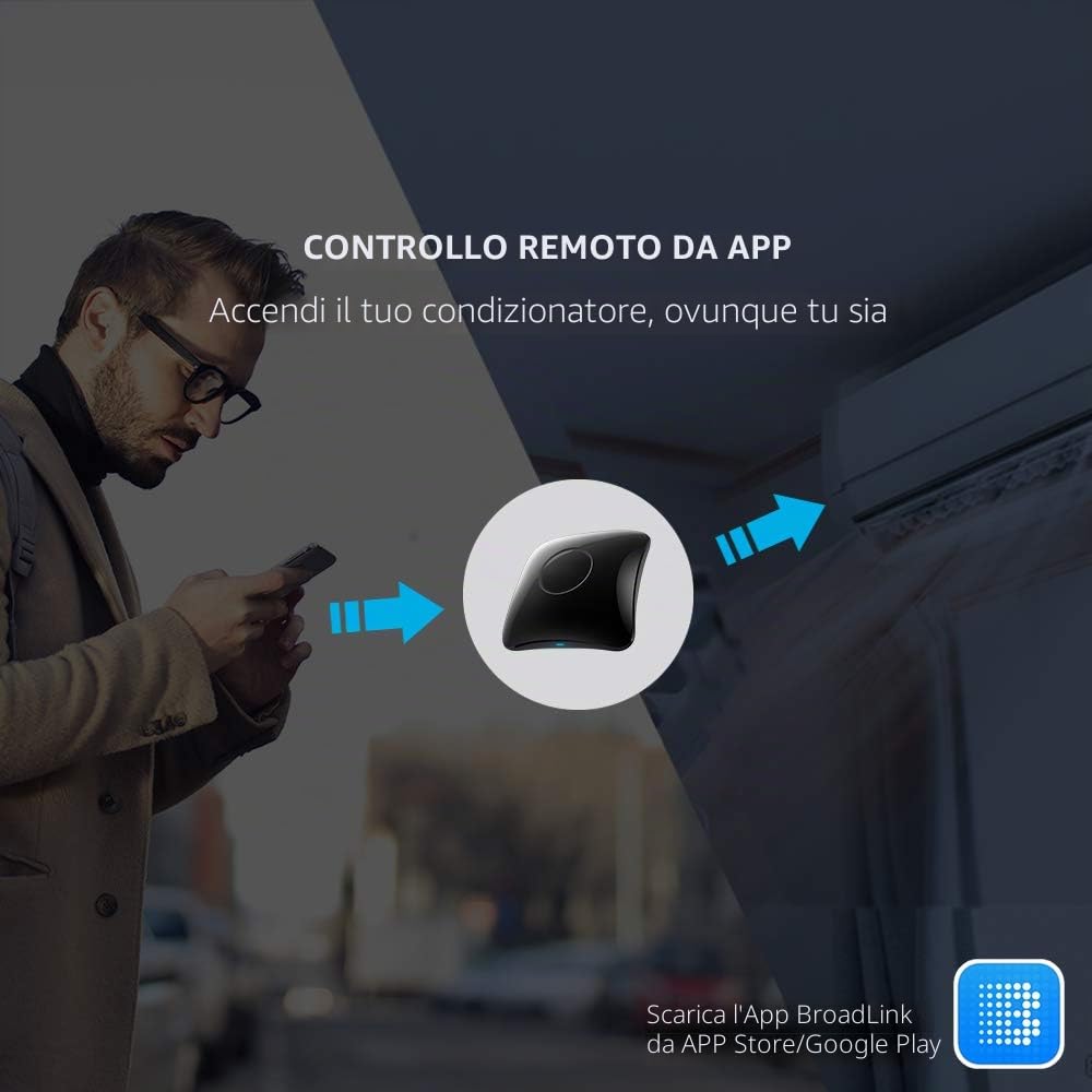 BroadLink RM4 pro - Telecomando universale IR e RF 433MHz, apprendimento codici, TV, AC, motori per tende, supporta Alexa