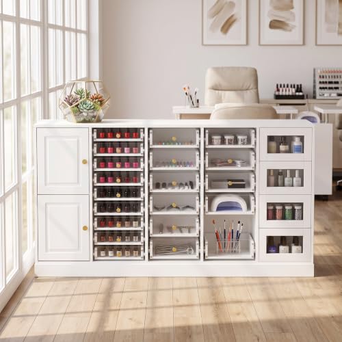 Image of Timechee Nail Polish Salon Storage Cabinet with 25 Clear Acrylic Drawers