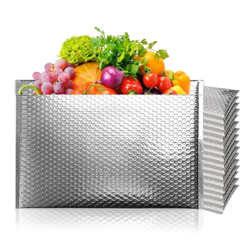 Koja Insulated 50-Pack Thermal Metallic Foil Padded Bubble Mailers 20 X 24 Inches Waterproof Metallic Envelopes Cold Shipping Bags for Frozen Food, Ice Pack Delivery, Perishable Items - Thick 180 GPS.