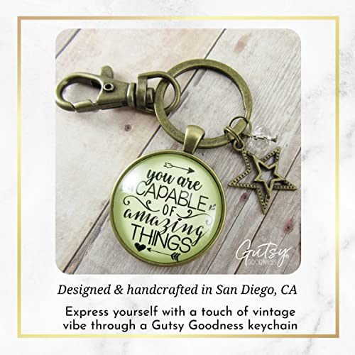 Gutsy Goodness You Are Capable Of Amazing Things Keychain Positive Message Boho Style Inspirational Women'S Jewelry Key Ring thumb #4
