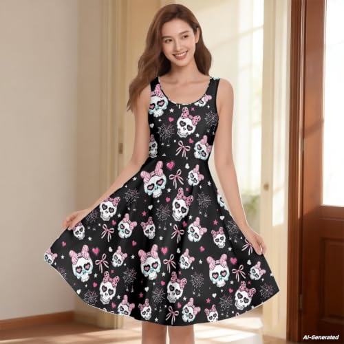 Image of Renewold Women's Sleeveless Tank Dress with Pockets, Casual Scoop Neck A-Line Sundress for Summer, Travel and Vacation