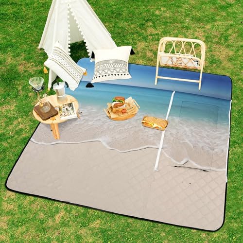 Couverture de plage extérieure pliable avec envers imperméable et isolant - 7