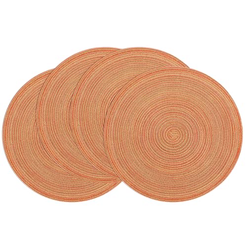 Image of SHACOS Round Placemats Set of 4 Woven Braided Place Mats Table Placemats 15 inch Circle Place Mats Easy to Clean Table Mats Indoor Outdoor, Fall Color Mix