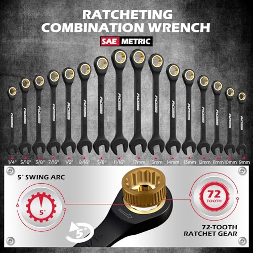 Premium 132-Piece Mechanics Tool Set, SAE/Metric 1/4" & 3/8" Drive Socket Set, Ratcheting Wrenches, Extensions & Adapters, Quick-Release Ratchet, Professional Auto Repair Tool Kit with Storage Case - Image 3