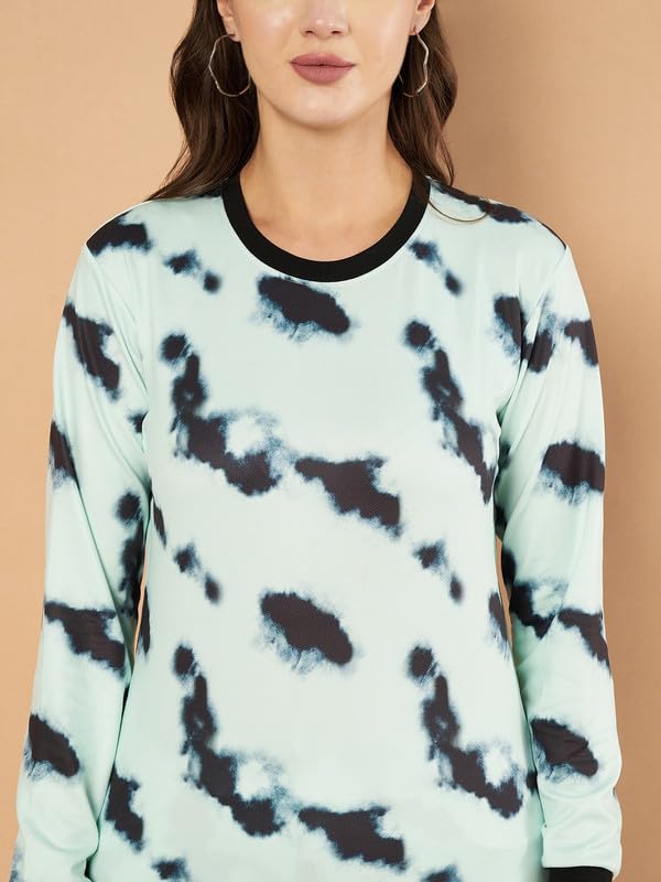 Image of DTR FASHION Light Blue Cotton Blend Styled With Tie Die Print Tracksuit | Co-ord Set For Women| Active Wear Suit Set For Women