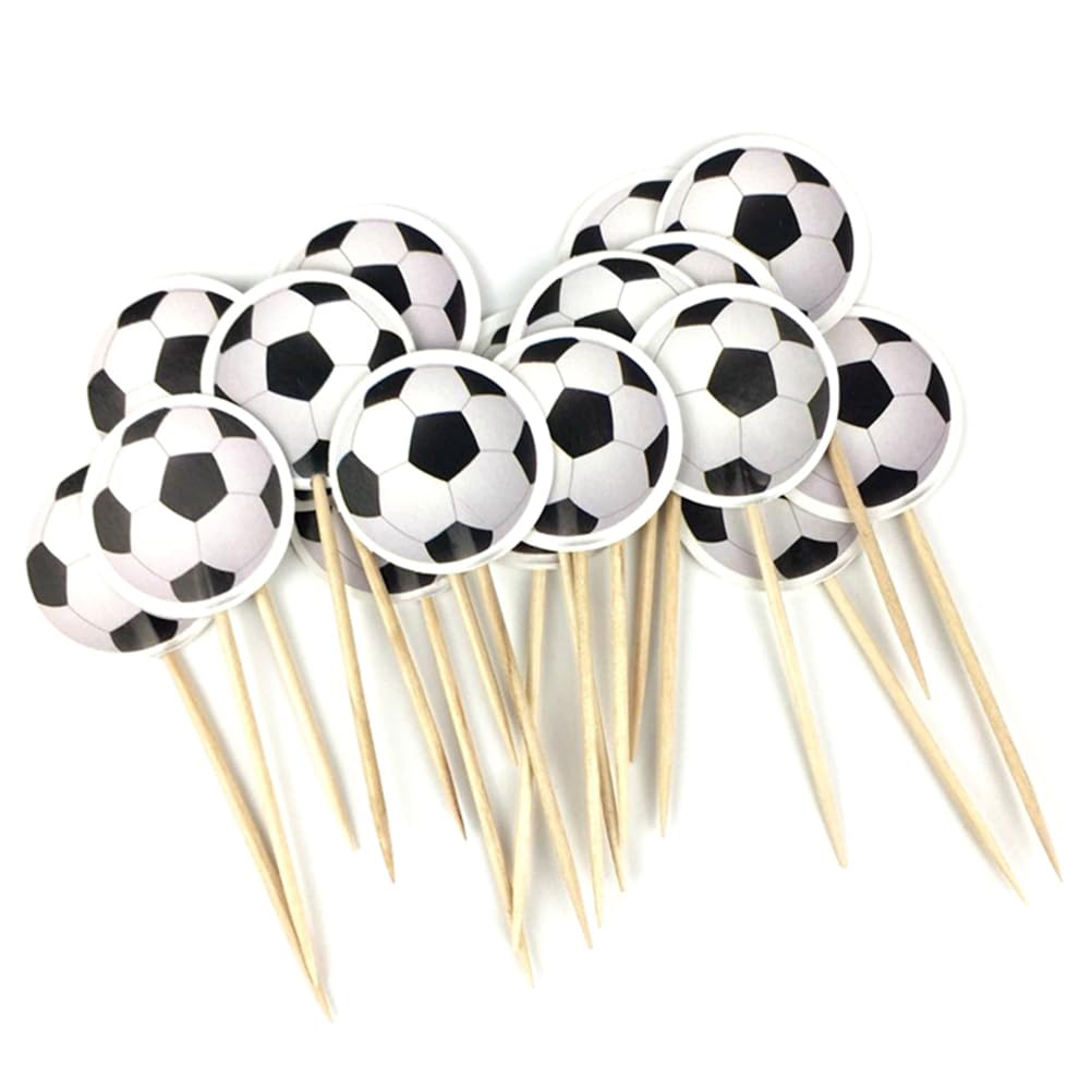 CTRLZS Football Theme Toothpick, Cupcake Decoration, Happy Birthday Party Decoration, Fruit Dessert Cake Toothpick Flag