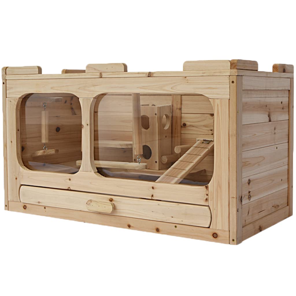 BAUBUY Nido de hámster de Madera Maciza, Bandeja para Tirar, Jaula para hámster, Nido de Conejillo de Indias acrílico, Jaula para Animales pequeños Jaula para Hamster Sirio Ruso jerbo
